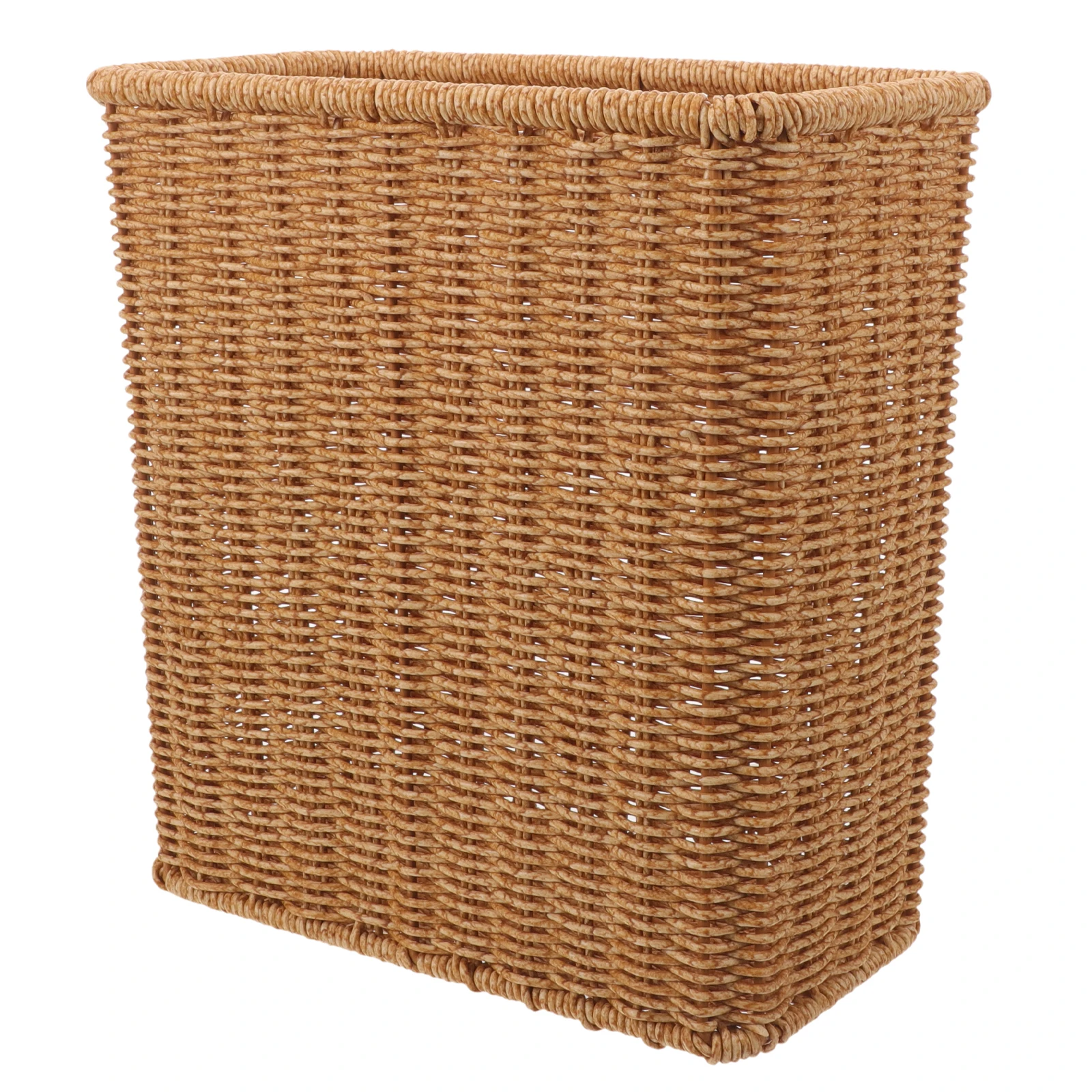 

12cm Wide Crevice Trash Can Woven Storage Basket for Bathroom Kitchen Space Saving Garbage Bin Household ganizer Light