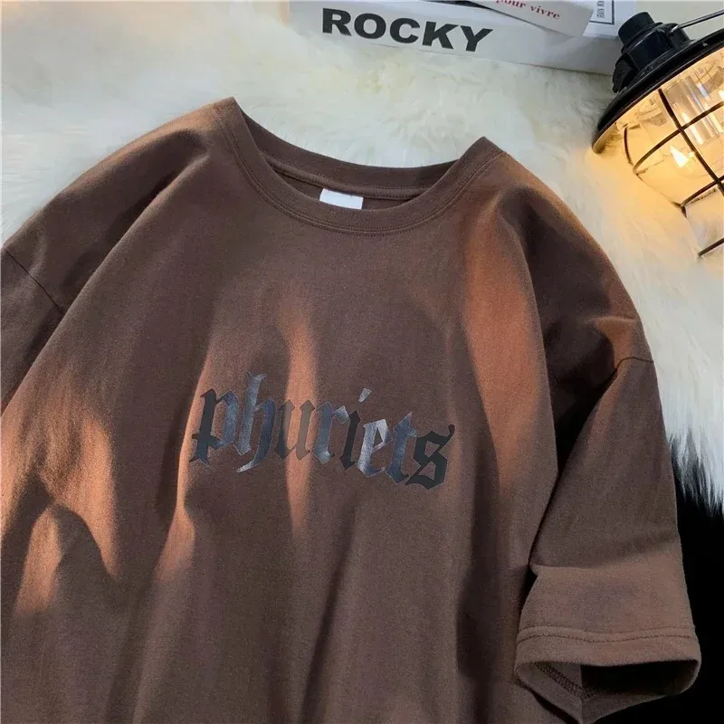 الجلد المدبوغ تي شيرت الرجال القطن موضة الأبيض رسالة رجالي الصيف بلايز الذكور المتضخم تي شيرت 4XL عادية للرجل الشارع الشهير #4