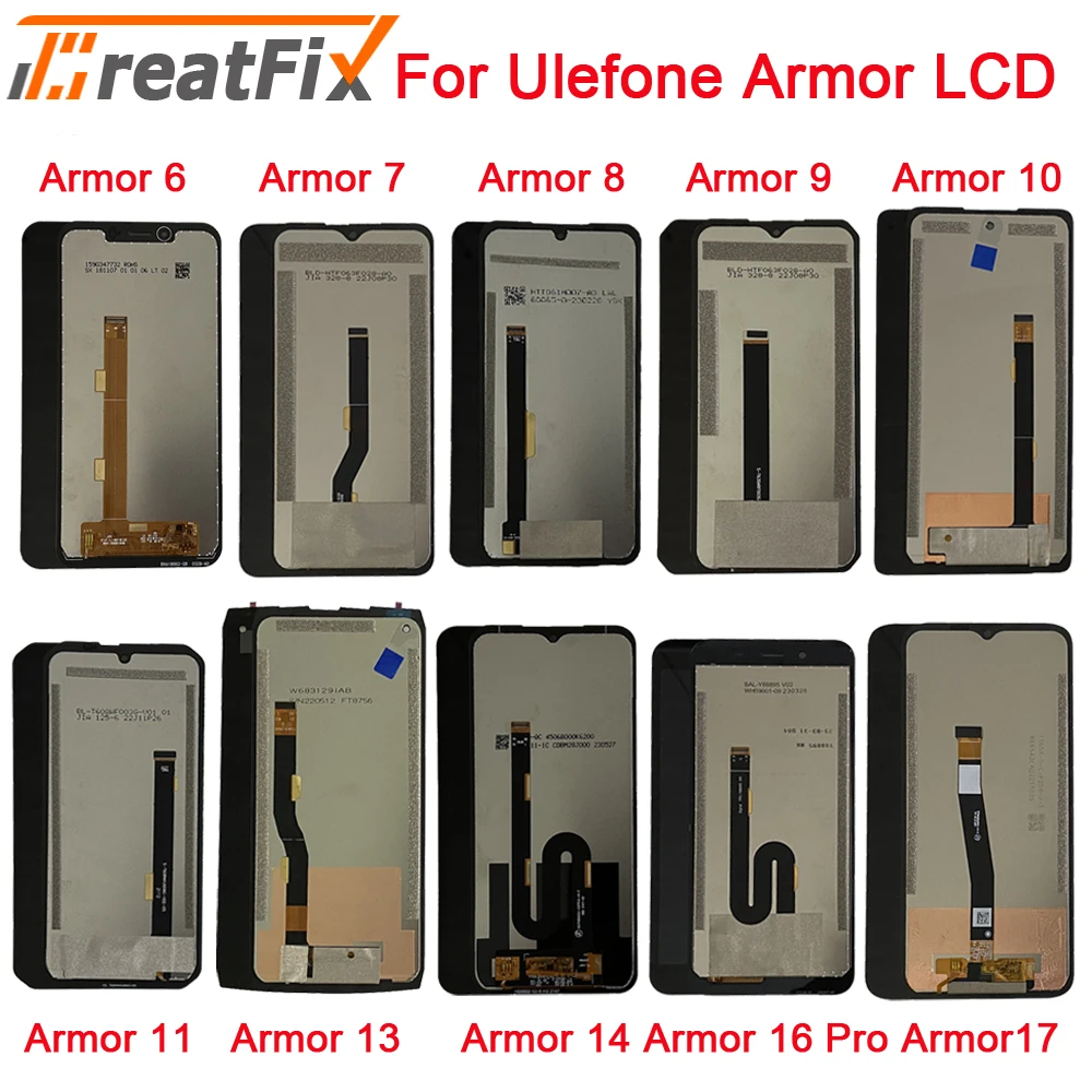 For Ulefone Armor 6 6S 6E 7 7E Armor 8 Pro 9 9E 10 11 LCD Display Touch Screen Digitizer Assembly For Armor 13 14 16 17 Pro LCD