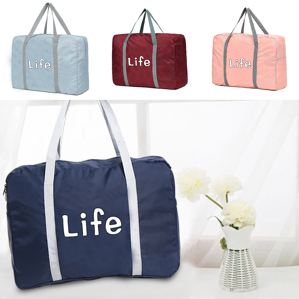 Foldable Travel Bags Organizer Men Luggage Unisex Clothing Storage Bag White Life Pattern Duffle Bag Women Handbags Tote