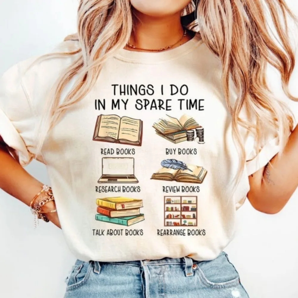 Funny Book Lover Shirt Things I Do in My Spare Time Tops Gift for Book Lover Book Lover Clothes Librarian Gift Reading Tees