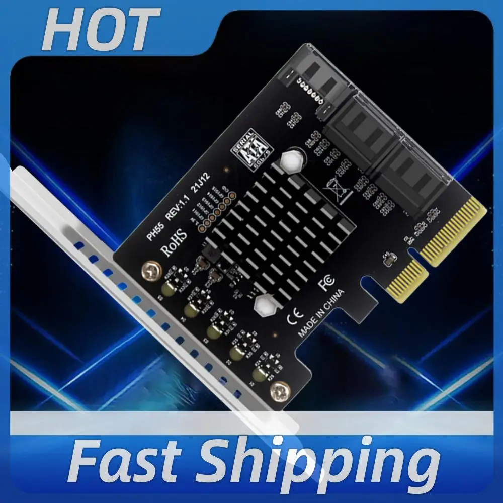 PCIe To 5-Port SATA3.0 Expansion Card Supports Cascaded Trim PCIe X4 To SATA3.0 Expansion Adapter Card for Desktop PC