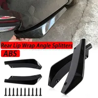 2pcs Universal Car Front Rear Bumper Lip Diffuser Splitter Spoiler Scratch Body Protector Carbon Rear Lip Wrap Angle Splitters