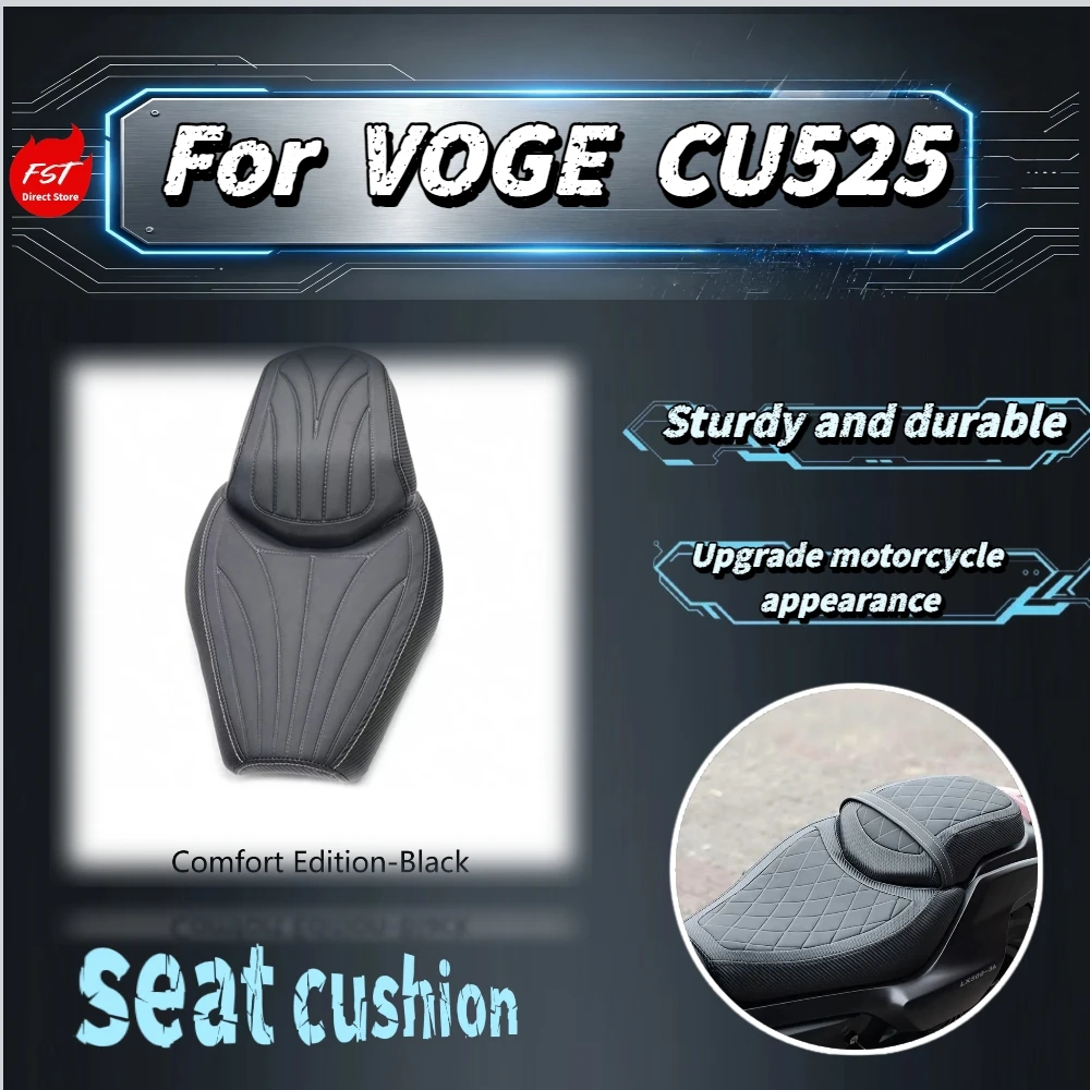 For VOGE CU525 Modified Seat Cushion, Thickened High-resilience Foam, Anti-slip Waterproof Cover, Widened Rear Passenger Seat