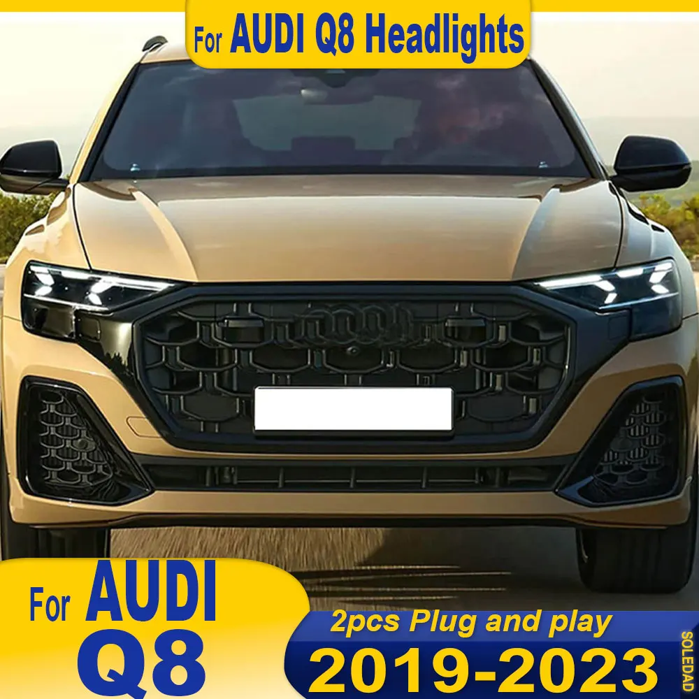Car headlights For Audi Q8 Headlight 2019-2023 Upgrade Modified to New DRL Dynamic Turn Signal LED Headlight  Auto Accessories