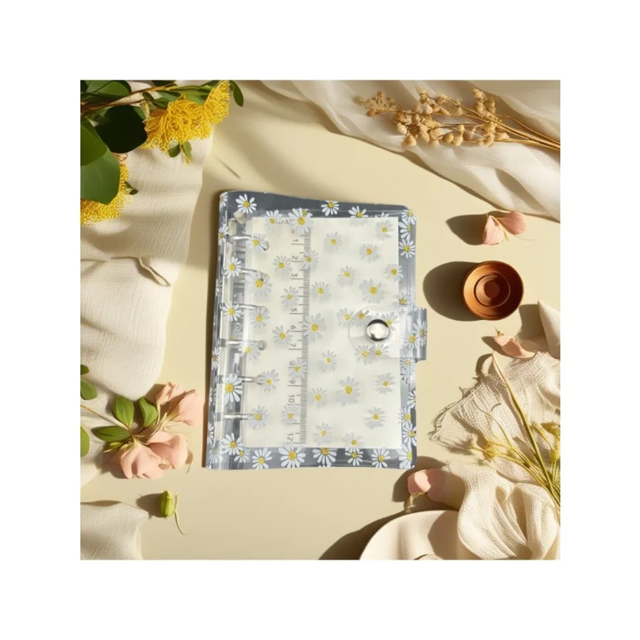 Handbook Notebook Transparent PVC Shell A6 Binder Japanese and Korean Ins Style Same Envelope Cute Little Daisy