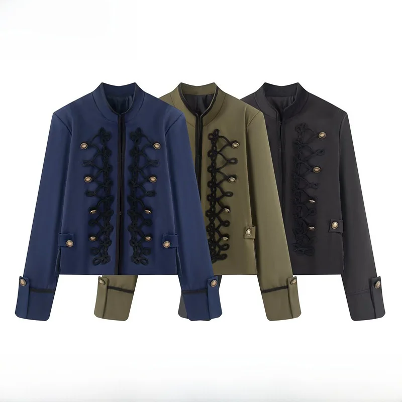 Fashionable Versatile Women's Suit Jacket with Shoulder Pads And Rope Knot Buckle Spring Summer New Arrival ZR Style Warmth P...
