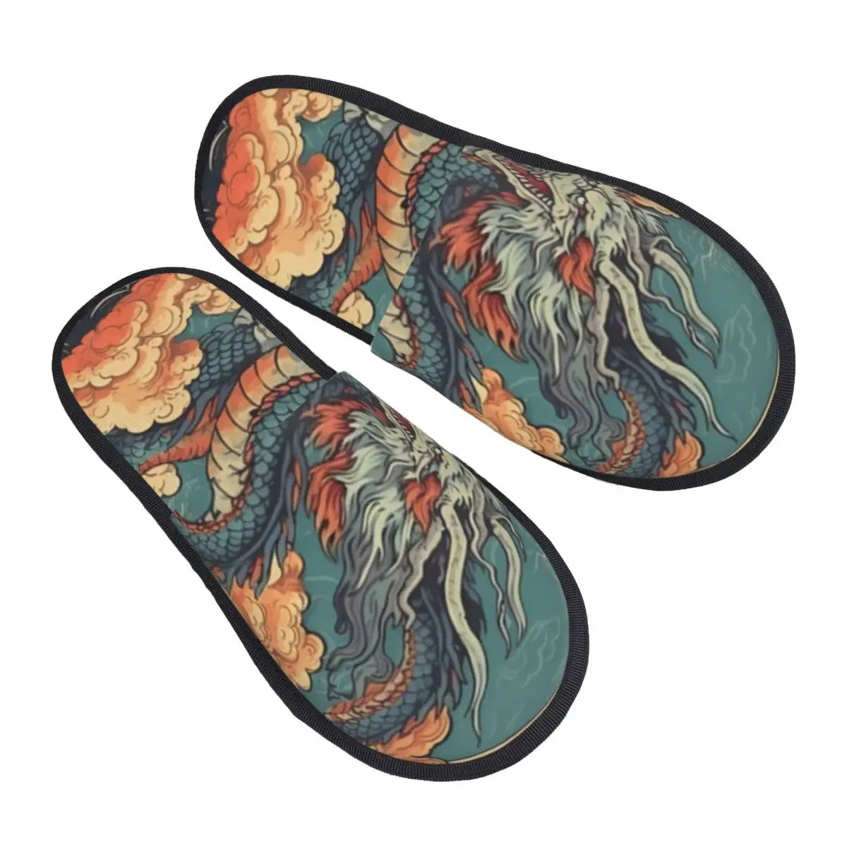 شبشب فرو للنساء والرجال، شباشب شتوية دافئة منفوشة، أحذية منزل تنين البدر #5