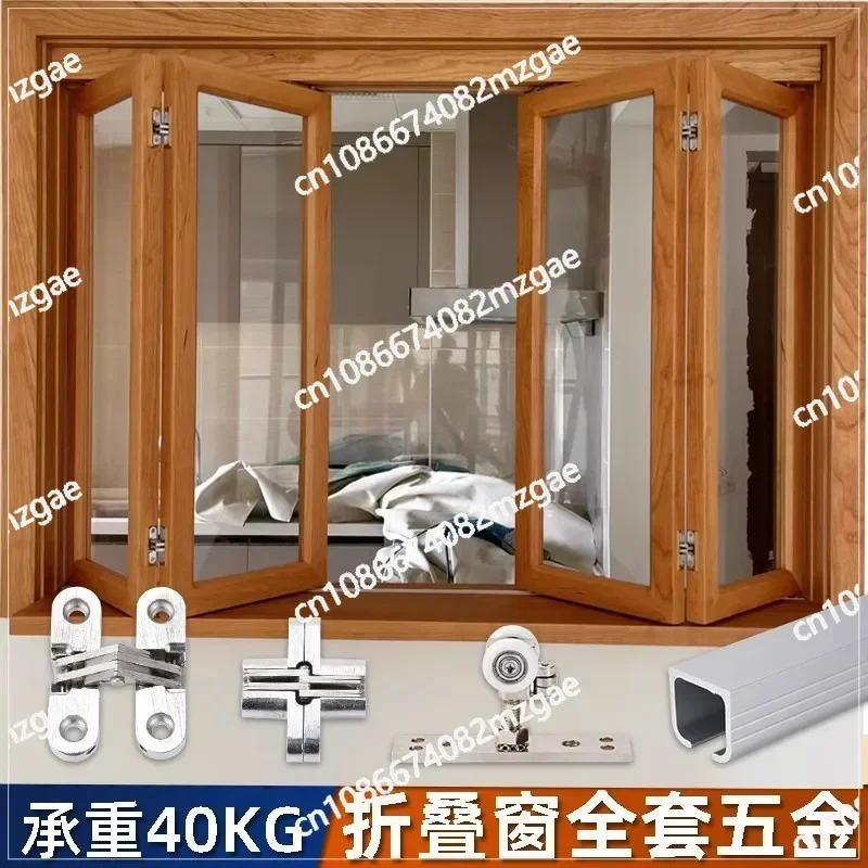 Universal Hanger Wheel Set for Sliding Folding Doors, Complete Hidden Track Hardware System for Room Dividers & Wooden Doors