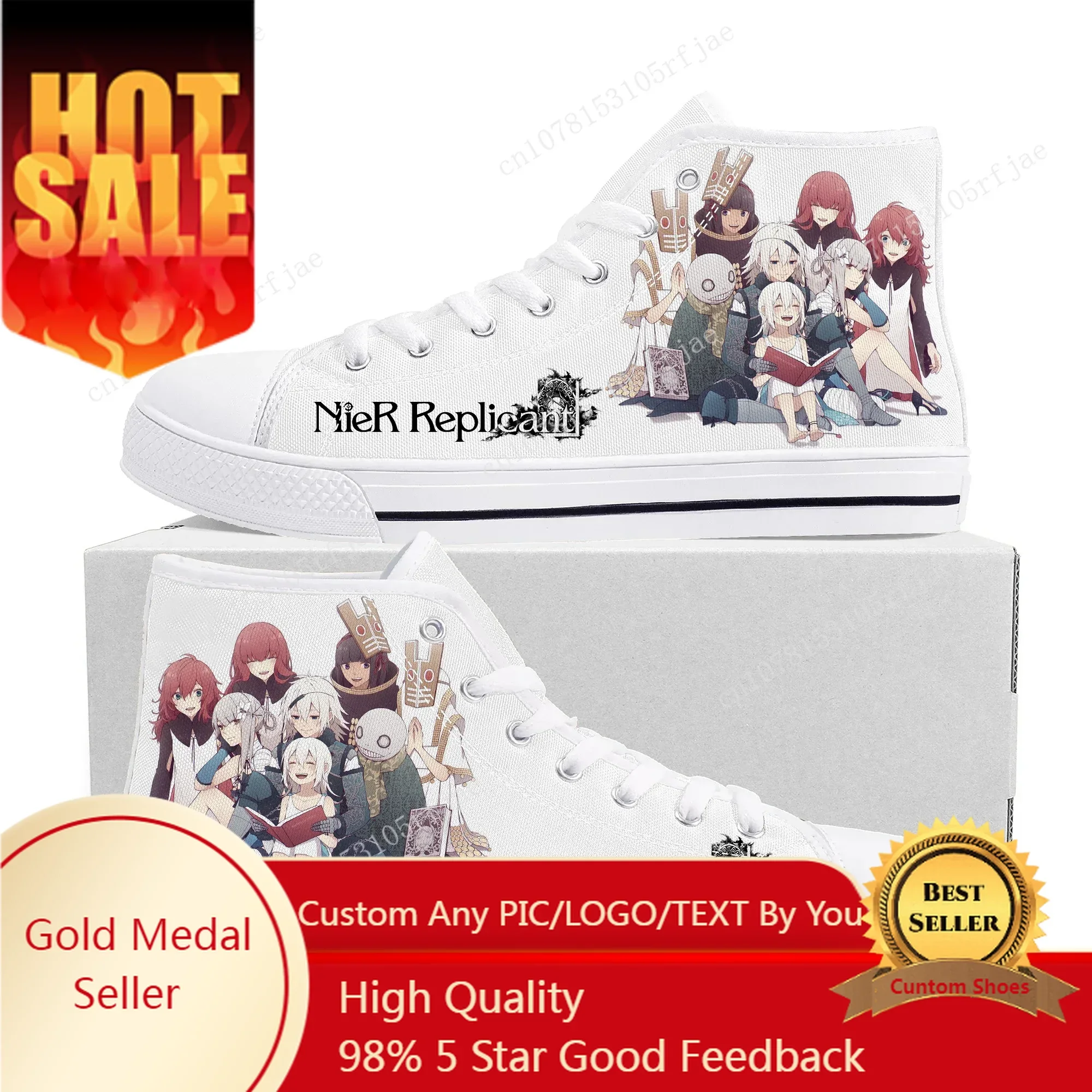 

Nier Replicant High Top Sneakers Cartoon Game Mens Womens Teenager High Quality Fashion Canvas Shoes Casual Tailor Made Sneaker