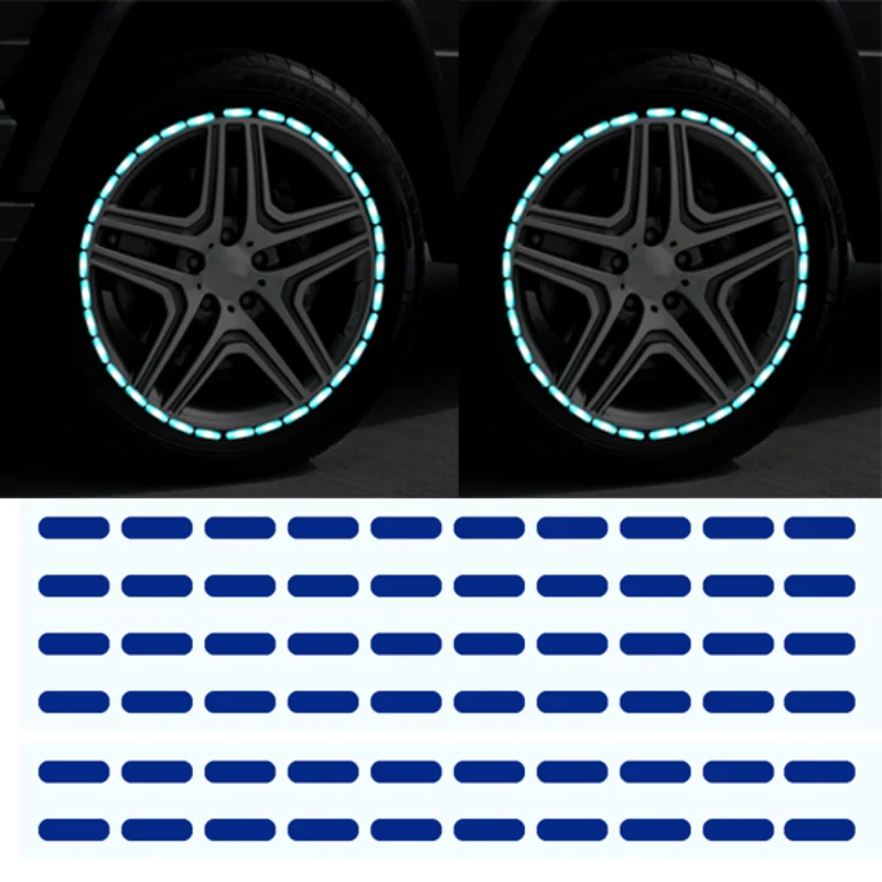 Car Wheel Reflective Sticker Auto Handlebar DIY Decorative Stripe Tape Exterior Decor Safety Luminous Decals Car Accessories