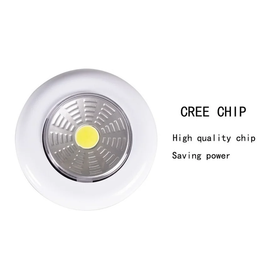 LED Touch Control Night Light Round Lamp Under Cabinet Closet Push Stick On Lamp Home Kitchen Bedroom Automobile Use