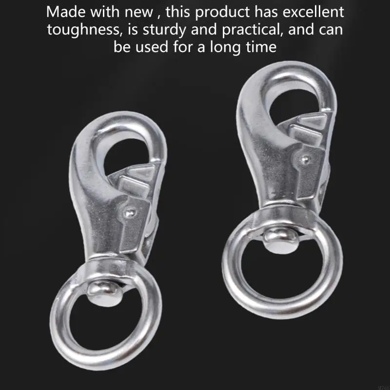 M76E 304 Stainless Steel Rotating Eye Hooks with Spring Clasps, 2Pcs