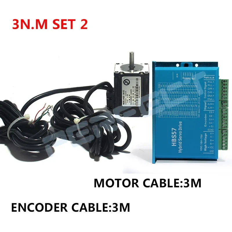 محرك متدرج مؤازر بحلقة مغلقة Nema 23 3N.m 57 Hybrid 2-Phase 132mm المعدات الكهربائية 57HSE3N + HBS57 سائق بالجملة