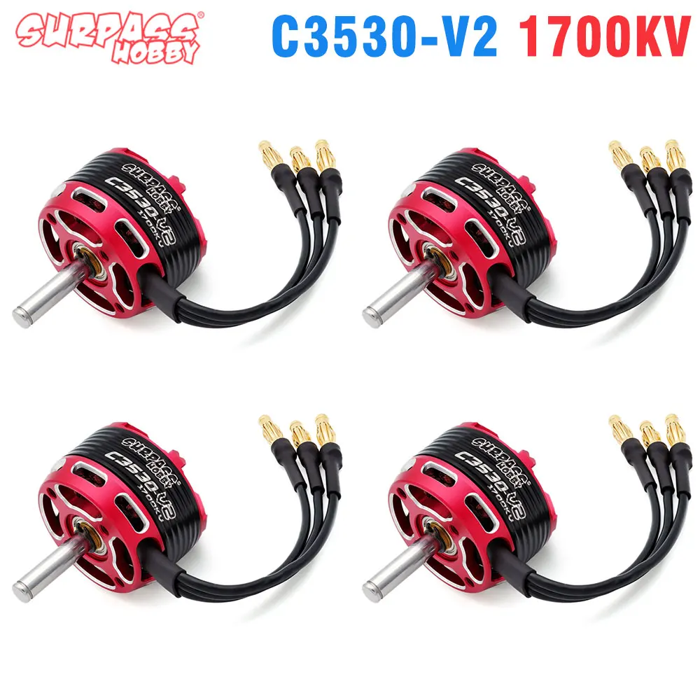 SURPASS HOBBY 4pcs Outrunner Brushless Motor C28/C35/C42/C50 Series Flier V2 14 Poles for RC Airplane Fixed-wing Drone Aircraft