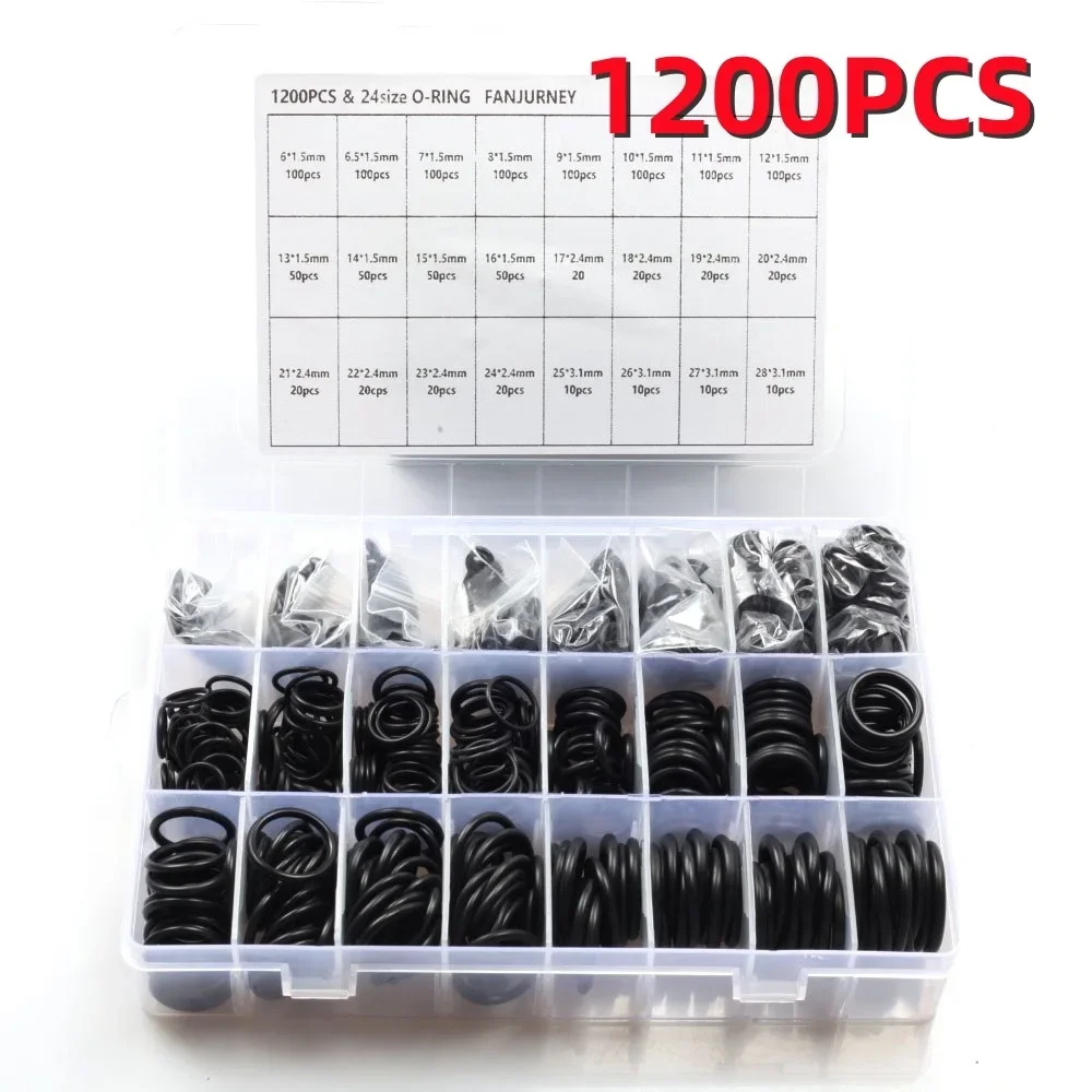 740pcs 1200pcs/box NBR Seal Ring Kit Thickness 1 / 1.5mm Nitrile Rubber NBR O-Ring Gasket Sealing Ring O Rings Rubber Kit Set