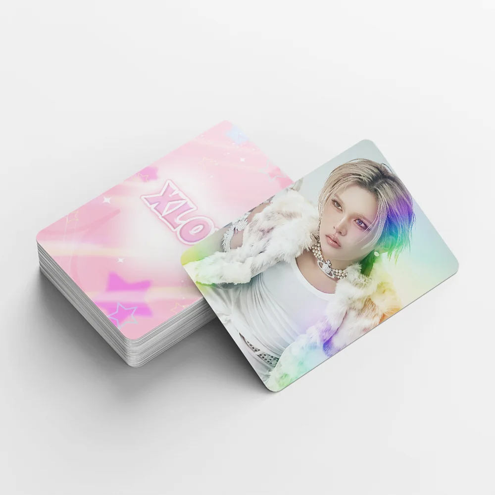 124Pcs/Set Idol XLOV New Album Series Periphery Flash Cards Lomo Cards And Stickers WUMUTI RUI HARU HYUN Fans Gift Collection image 5