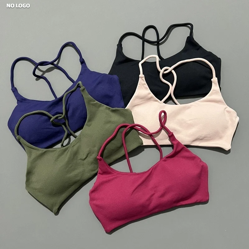 

No Logo Twist Back Bra Woman Seamless Yoga Underwear High Support Backless Sports Bra Running Workouts Top Running Gym Bra