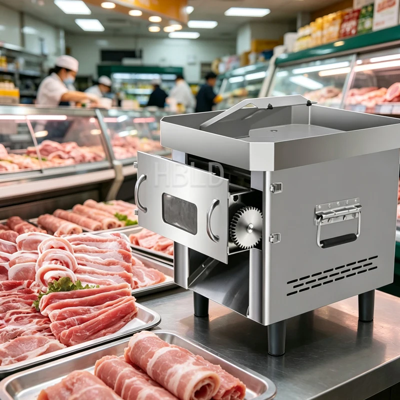 Electric Commercial Meat Cutter Stainless Steel Slicer for Fresh Meat Adjustable Thickness 2.5-6mm Durable Kitchen Tool