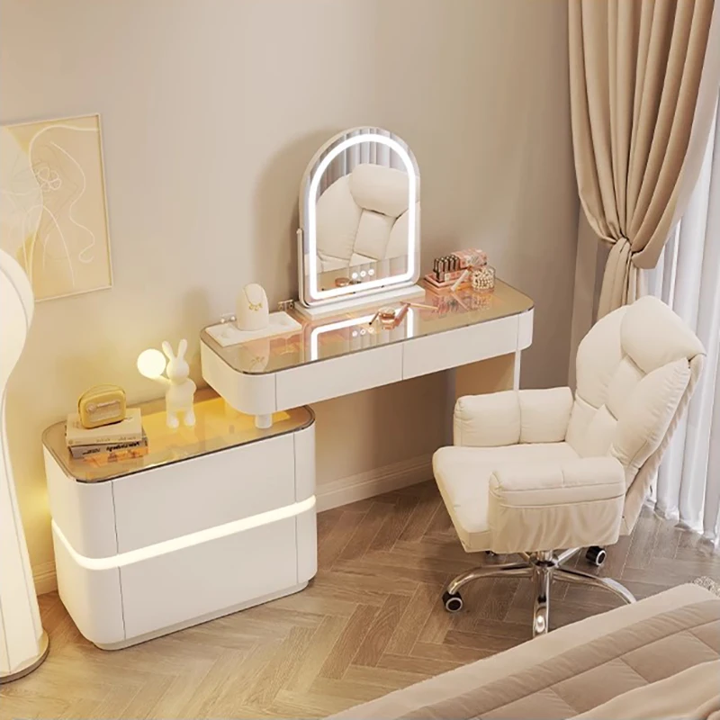 

Minimalist Modern Dressing Table Storage Luxury Mirror Stylish Makeup Dressing Table Comfy Chair Coiffeuse De Chambre Furniture