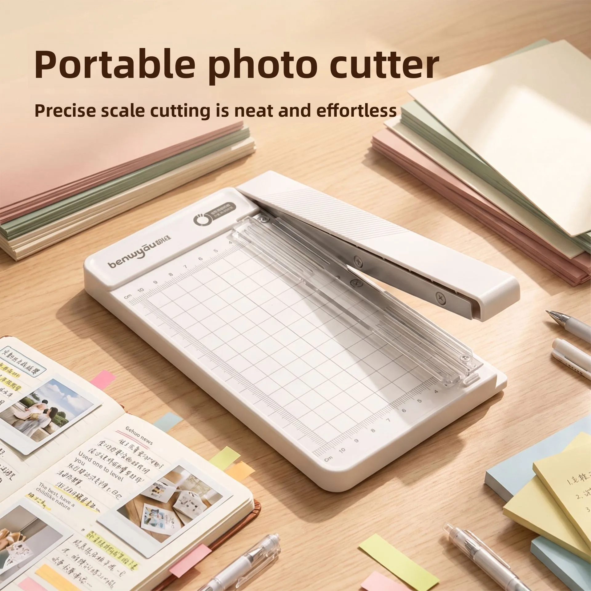 Manual A4 Paper Trimmer Photo Cutter with Standard Scale and Metal Blade, ABS Body Portable Guillotine for Photo Paper