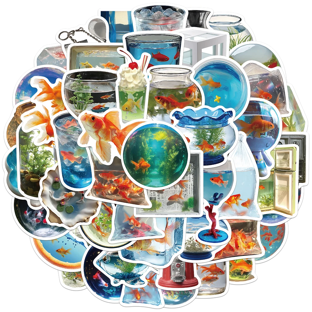 50PCS Creative Dream Core Goldfish Personalized Stickers DIY Phone Case Laptop Water Cup Computer Decorative Stickers