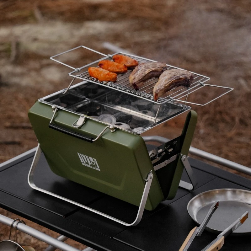 

Portable Mini Folding Grill,Lightweight Tabletop Fire Pit with Carry Handle for Quick Outdoor Picnics, Beach Bonfires