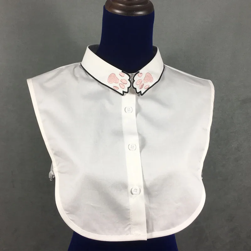 Cute Embroidery Fake Collar Shirt women White False Collars Woman Detachable Collar For Sweater Removable Tie Half Shirt