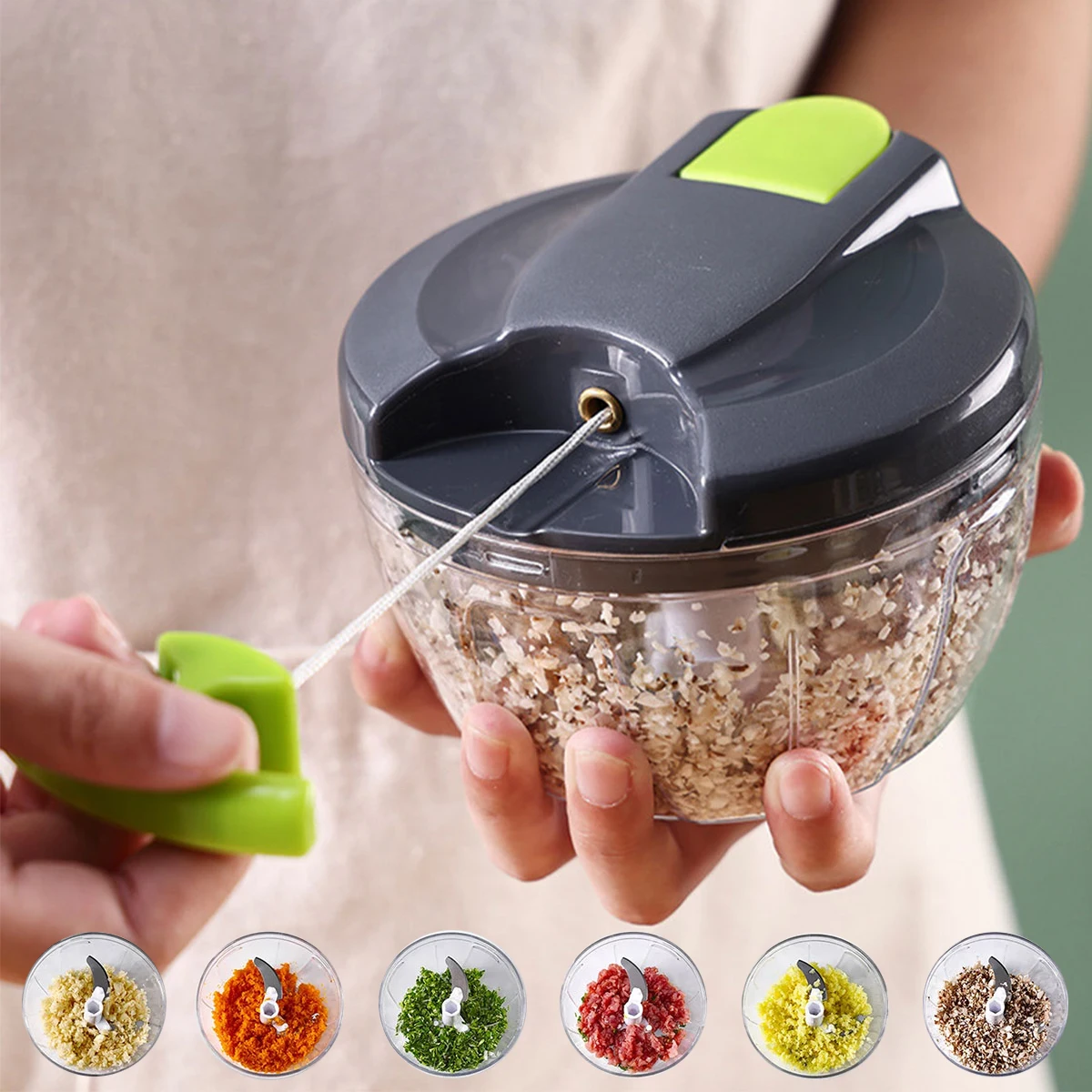 Garlic Chopper Portable Food Mincer Manual Cutter for Kitchen Food Chopper Tool for Ginger Chili Onion Salad Masher Hand Blender