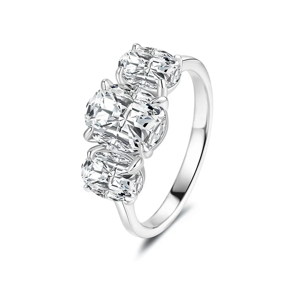 

Egg-Shaped Sansheng Stone 3ct Moissanite Ring Women PT950 Platinum - Mellow shape, auspicious, platinum-enhanced sparkle