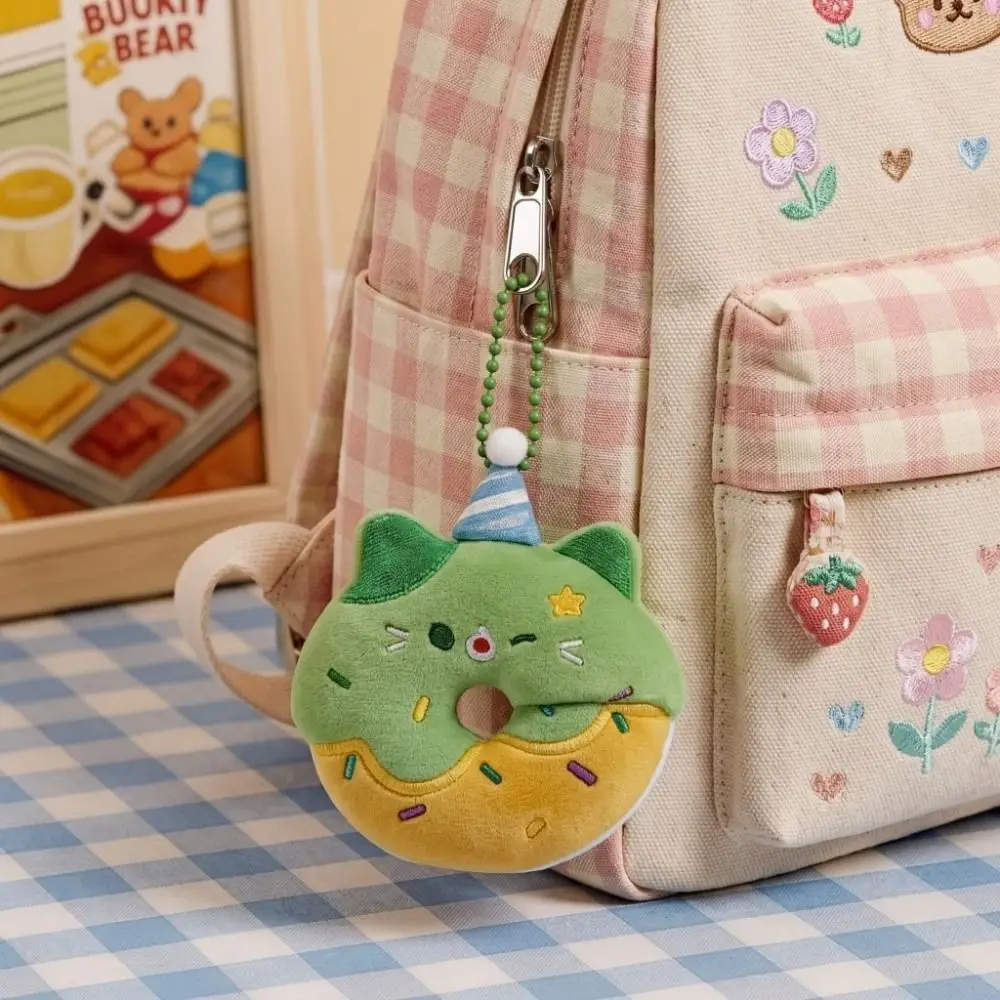 Cute Little Cat Donut Cat Keychain Soft Cartoon Design Bag Pendant Dopamine Style Furry Design Cute Cat Keychain Bestie Gift