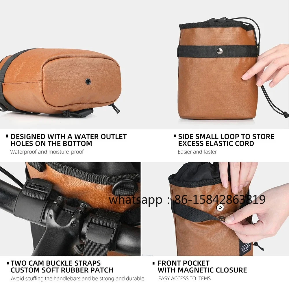 2.5L Morandi Color Bike Handlebar Front Bag, Bicycle Water Bottle Storage Shoulder Bag for Urban Riding Folding Bike