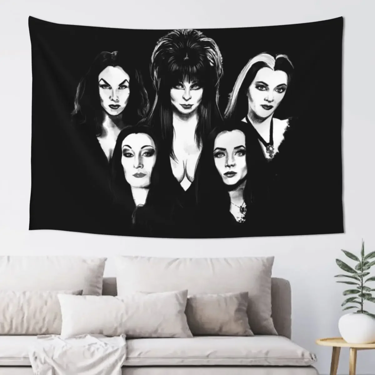 Goth Queens - Elvira, Vampira, Lily, Morticia Tapestry Decoration For Home Wall Hanging Tapestry