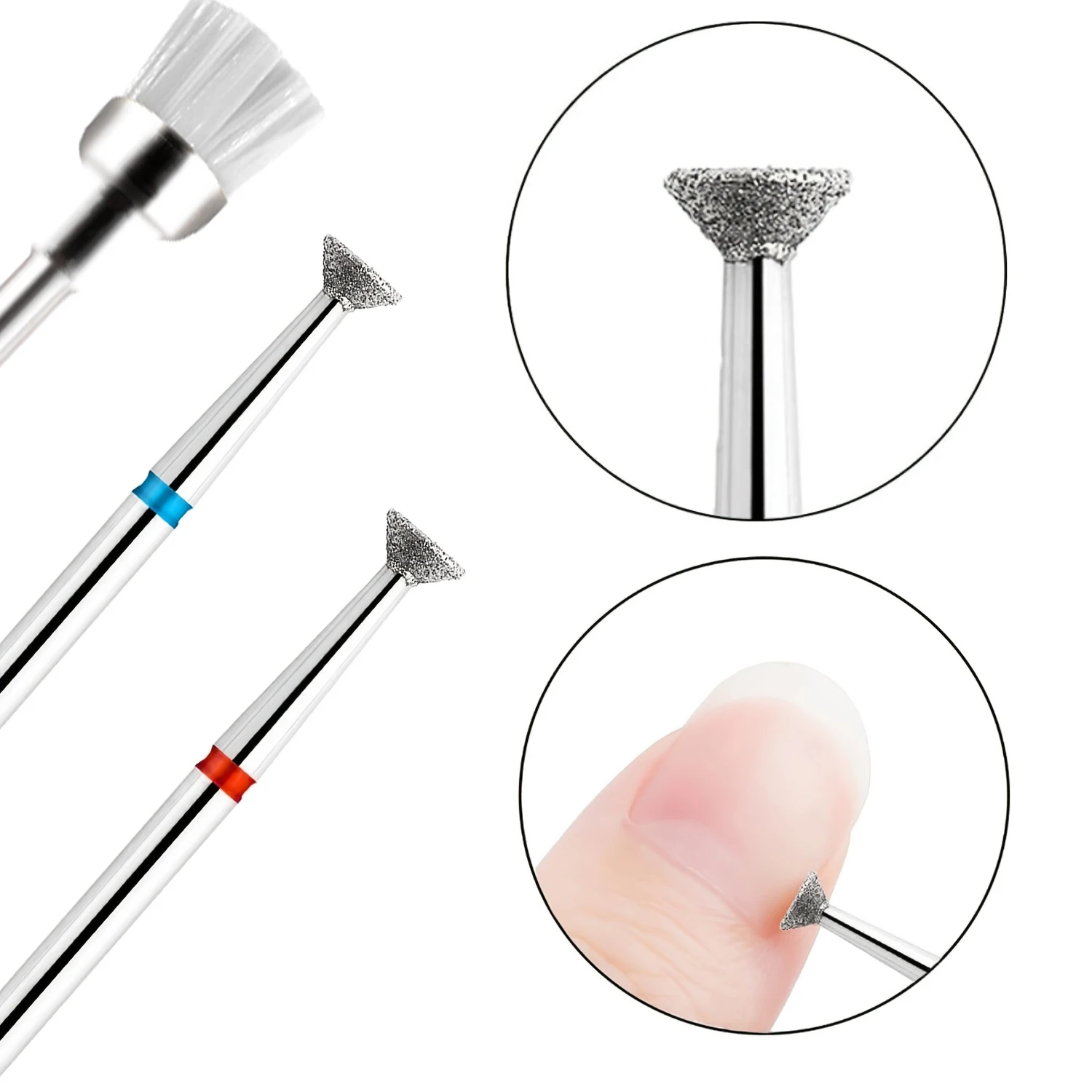 2pcs Flame Shape Diamond Cuticle Nail Drill Bit Set, Pro Manicure Drill Bits for Nail Prep, 3/32 Shank Efile Bit(Fine+Medium)