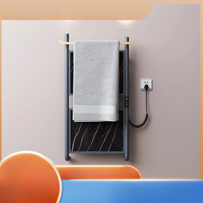 Rock plate electric towel rack, gray household bathroom, intelligent constant temperature heating and drying rack