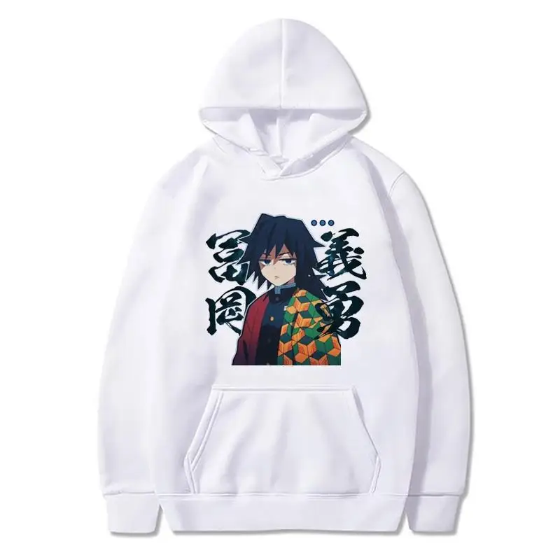 Japanischer Anime Demon Slayer Tomioka Giyuu Muster bedruckter Herren-Hoodie mit langen Ärmeln, Streetwear, Unisex