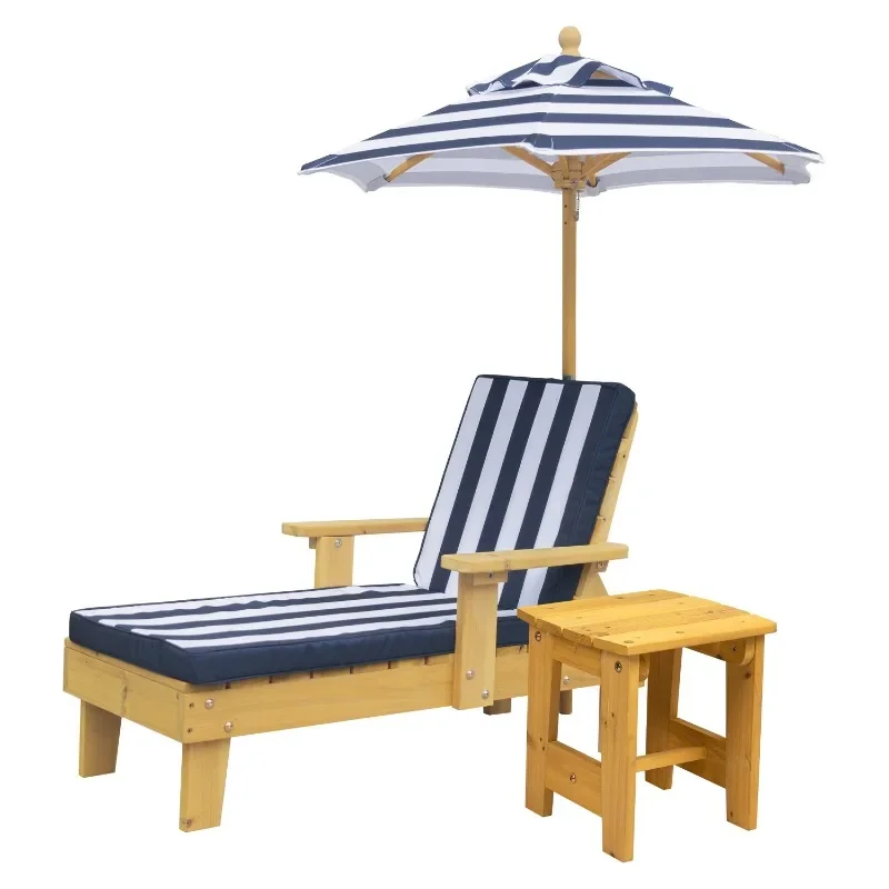 

Simple children, four-piece set of cedar furniture and chairs, with umbrella cushions
