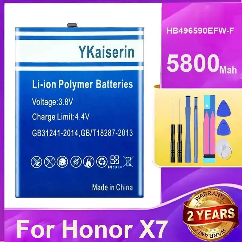 

5800Mah Mobile Phone Battery HB496590EFW-F Environmentally Friendly For Huawei Honor X7 High-Capacity