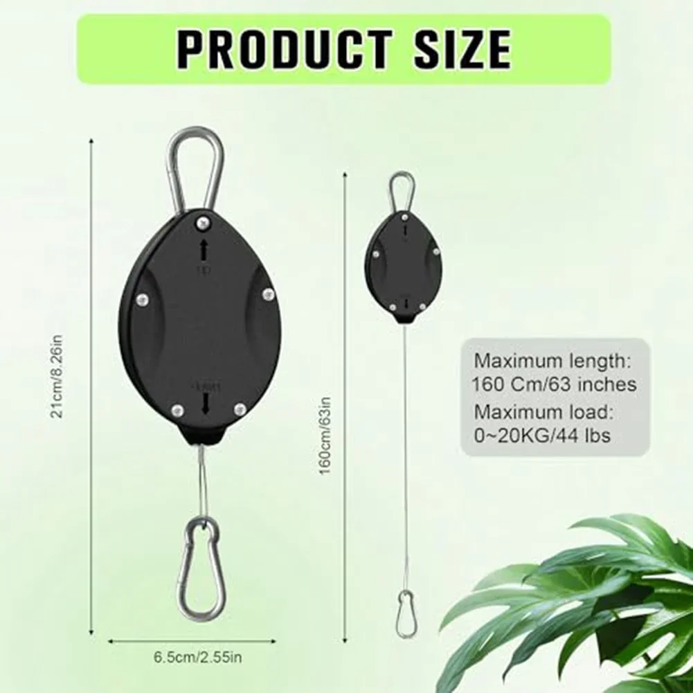 For Garden Baskets Pots And Birds Feeder 2PCS Plant Pulleys For Hanging Plants Auto Raise And Pull Down Adjustable Hook
