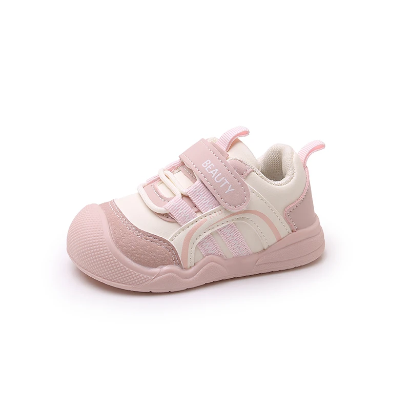 Toddler Anti-Collision First Walker Shoes, Boys Girls Breathable Casual Walking Sneakers, Dual Hook Loop Strap Spring Autumn