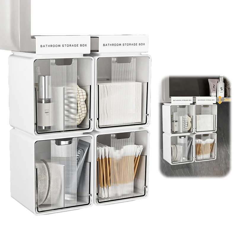 Transparent Bathroom Cotton Stick Makeup Cotton Bathroom Pull-Out Storage Drawer Style Storage Box Under The Mirror Cabinet