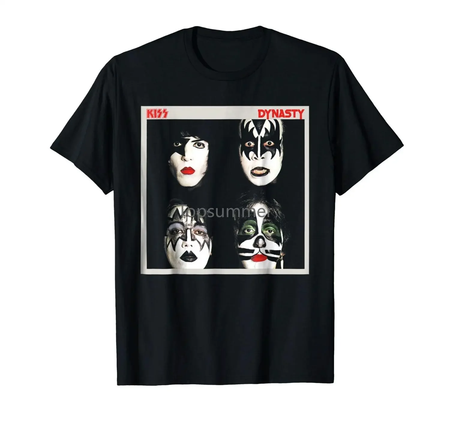 Kiss 1979 Dynasty T-Shirt Sea Blue Print T Shirts Man Short Sleeve T Shirt Top Tee Fashion T-Shirt Men Clothing