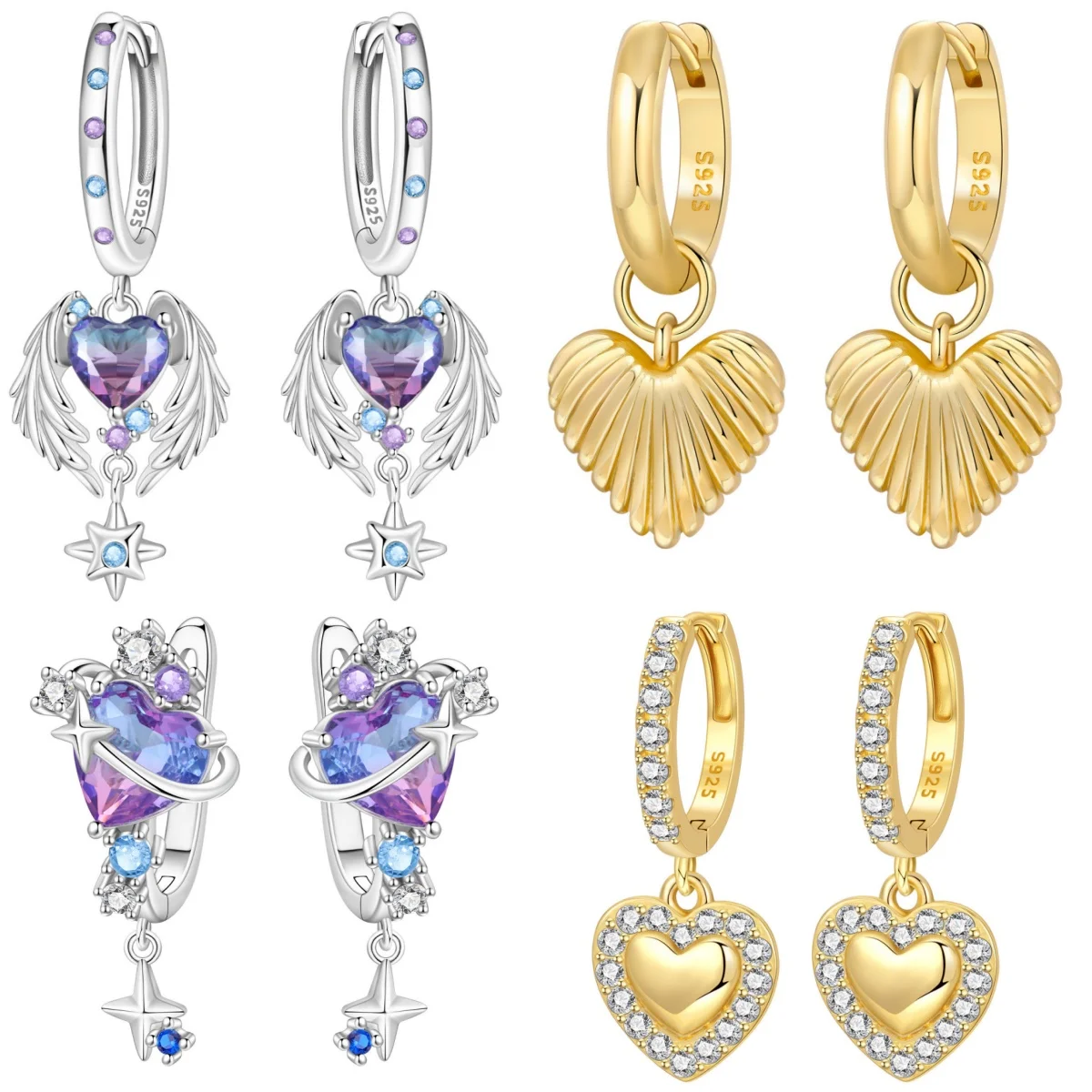 

Orstarry 925 Sterling Silver Wings Guardian Love Heart Drop Earrings Women Earrings Charm Trend Versatile Party Jewelry Gifts