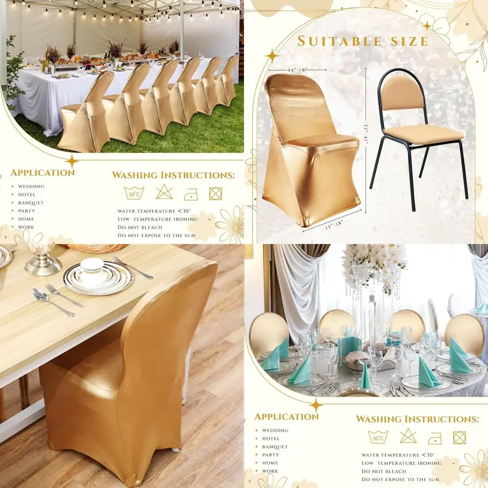 

Чехлы на стулья из золотого спандекса — 10 шт., эластичные чехлы для складных стульев, защитный декор для дома, свадьбы, вечеринки (Br