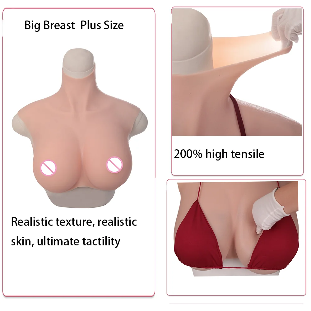 Tgirl Big Breast Forms Upagrade Plus Size H-R-S Cup Silicone Fake Tits Chest False Boobs for Male To Female Cosplay Crossdresser