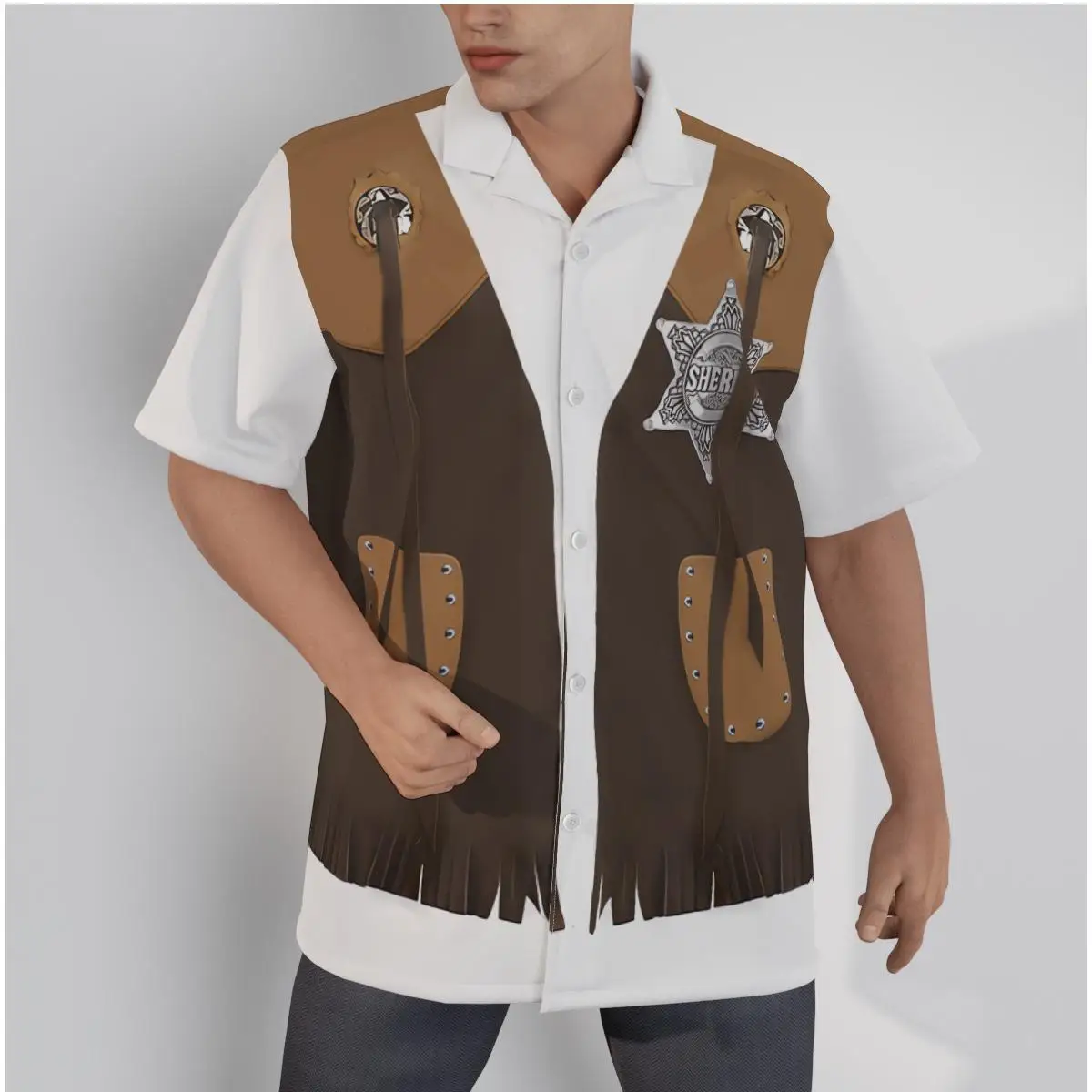 

Casual Shirts for Men Cosplay Design Cowboy Jacket and Shirt Print Beach Short Sleeve Summer Casual Button Up Tops 3D Shirts