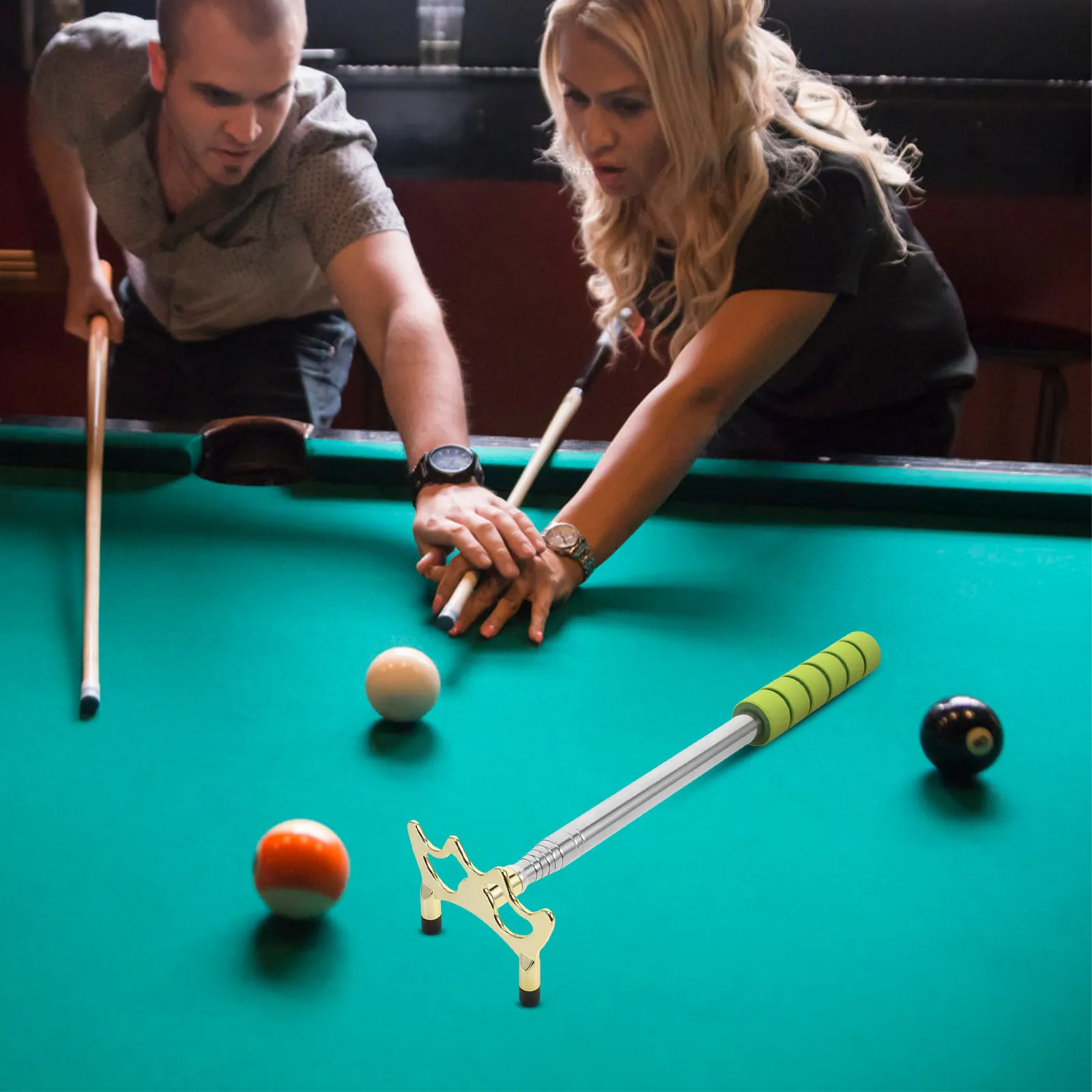 

Stainless Steel Telescopic Pool Cue Stick Detachable Bridge Head Portable Anti-Slip Snooker Bridge Tool Billiard Cue Support