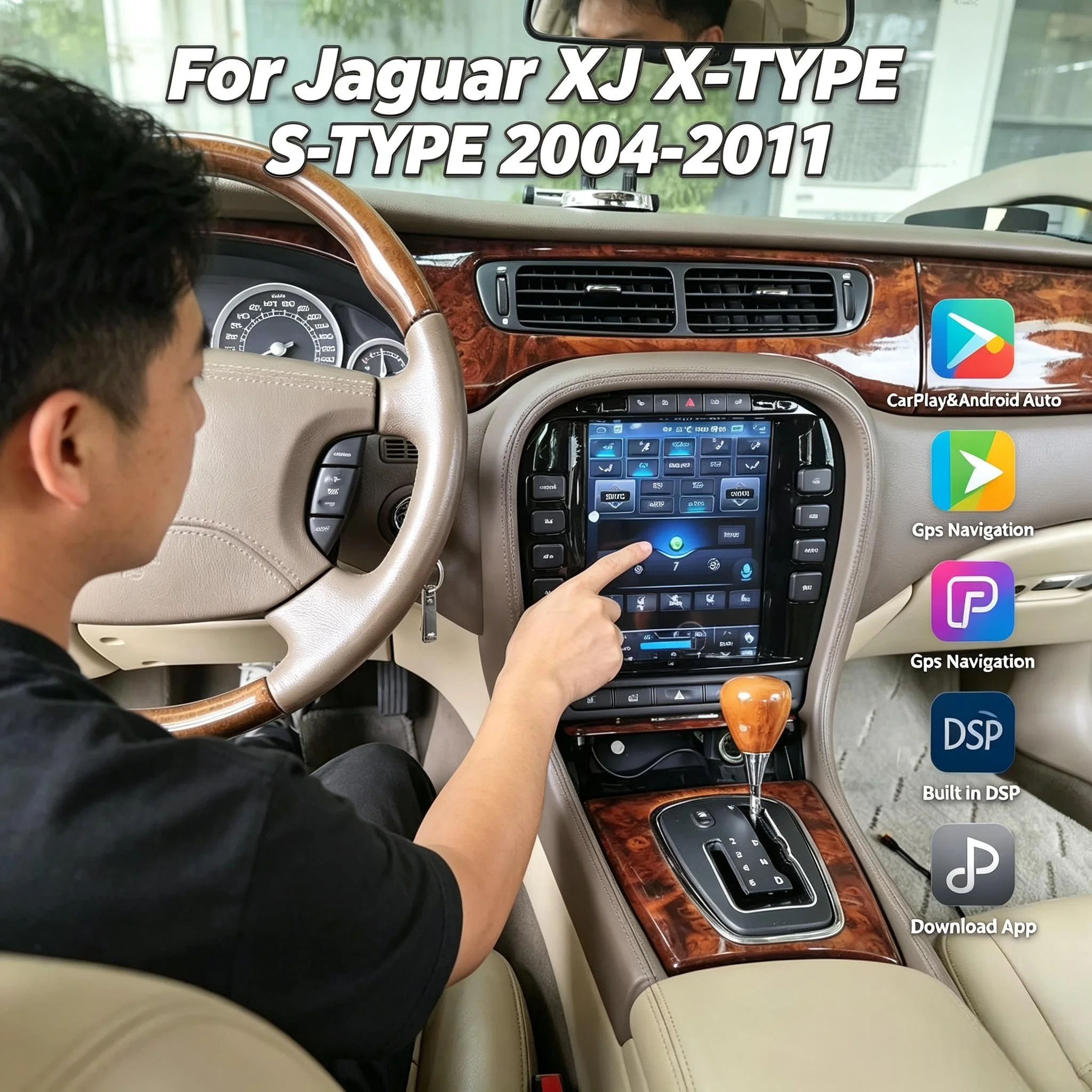 RHD 9.7inch Vertical Screen For Jaguar XJ Jaguar X-TYPE C-TYPE C TYPE S-TYPE S TYPE 2004-2005-2009 Android Car Multimedia Player