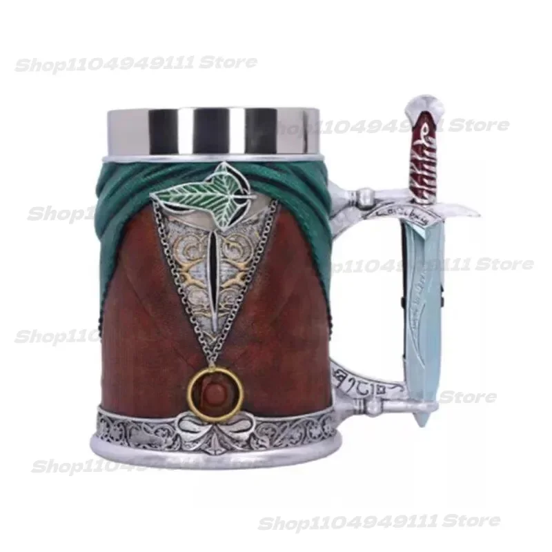 

New Medieval Genesis Lord of the Rings Beer Glass Large Capacity Stainless Steel Personalized Funny Sword Handle Wine mug