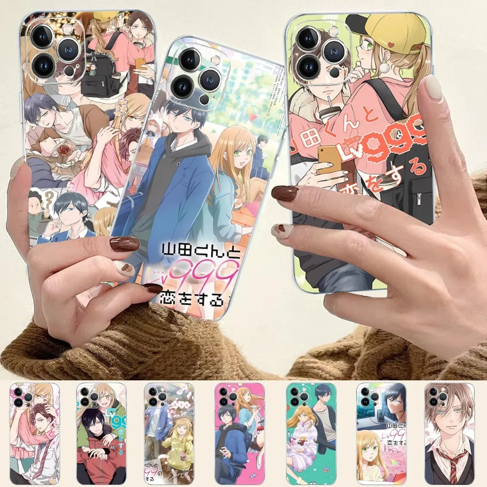 Anime amoroso yamada em lv999 caso de telefone para iphone 15 8 7 6 6s plus x se 2020 xr xs 14 11 12 13 mini pro max caso móvel